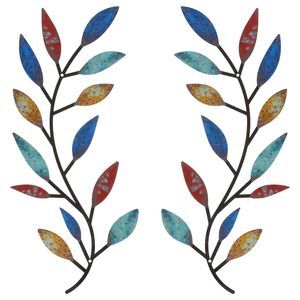 2 Pieces Metal Tree Leaf Wall Decor Vine Olive Branch Leaf Wall Art Living😃